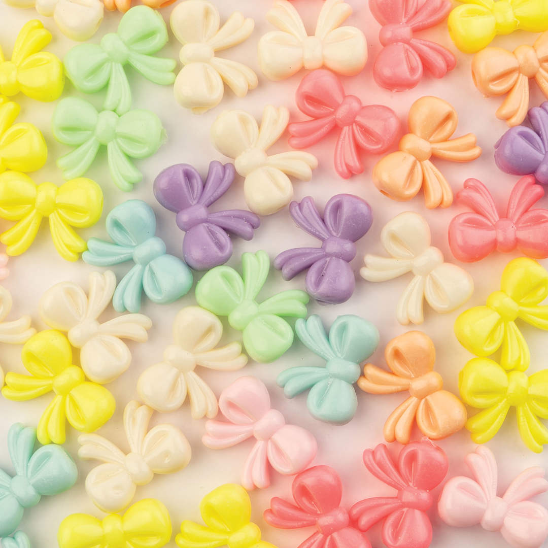 Open in modal - John Bead Super Cute Assorted Acrylic Bow Beads - Assorted Colors, 35 g