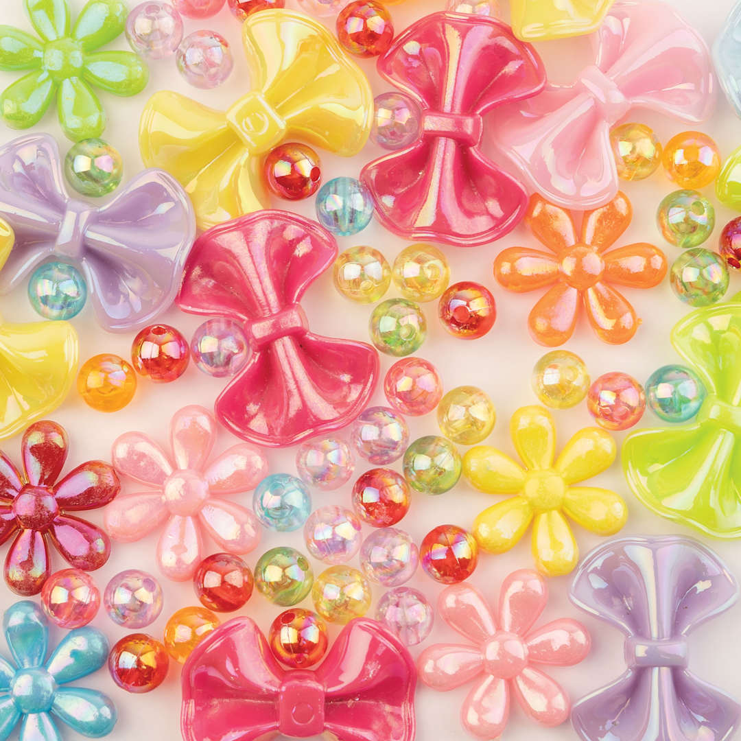 Open in modal - John Bead Super Cute Assorted Acrylic Bow Beads - Assorted Colors, 59 g