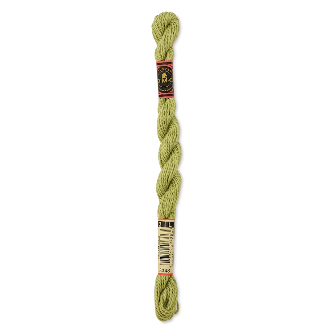 Open in modal - DMC Pearl Cotton Thread - 3348 Light Yellow Green, Size 3