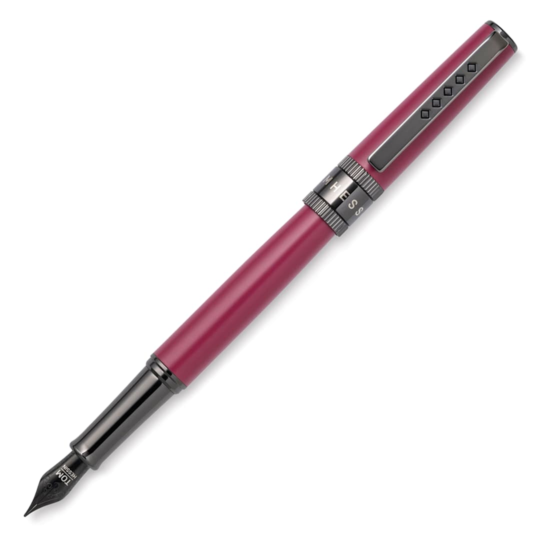 Open in modal - Tom Hessin Rebel Collection Fountain Pen - Jewellers Rouge, cap removed