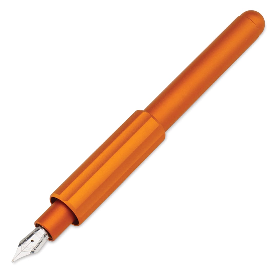 Open in modal - Monteverde Axis Fountain Pen - Matte Orange, Extra Fine Nib, uncapped (image may show a different size nib)