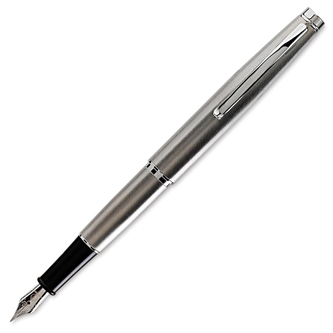 Open in modal - Monteverde Dakota Fountain Pen - Stainless Steel, Extra Fine Nib, uncapped (image may show a different size nib)