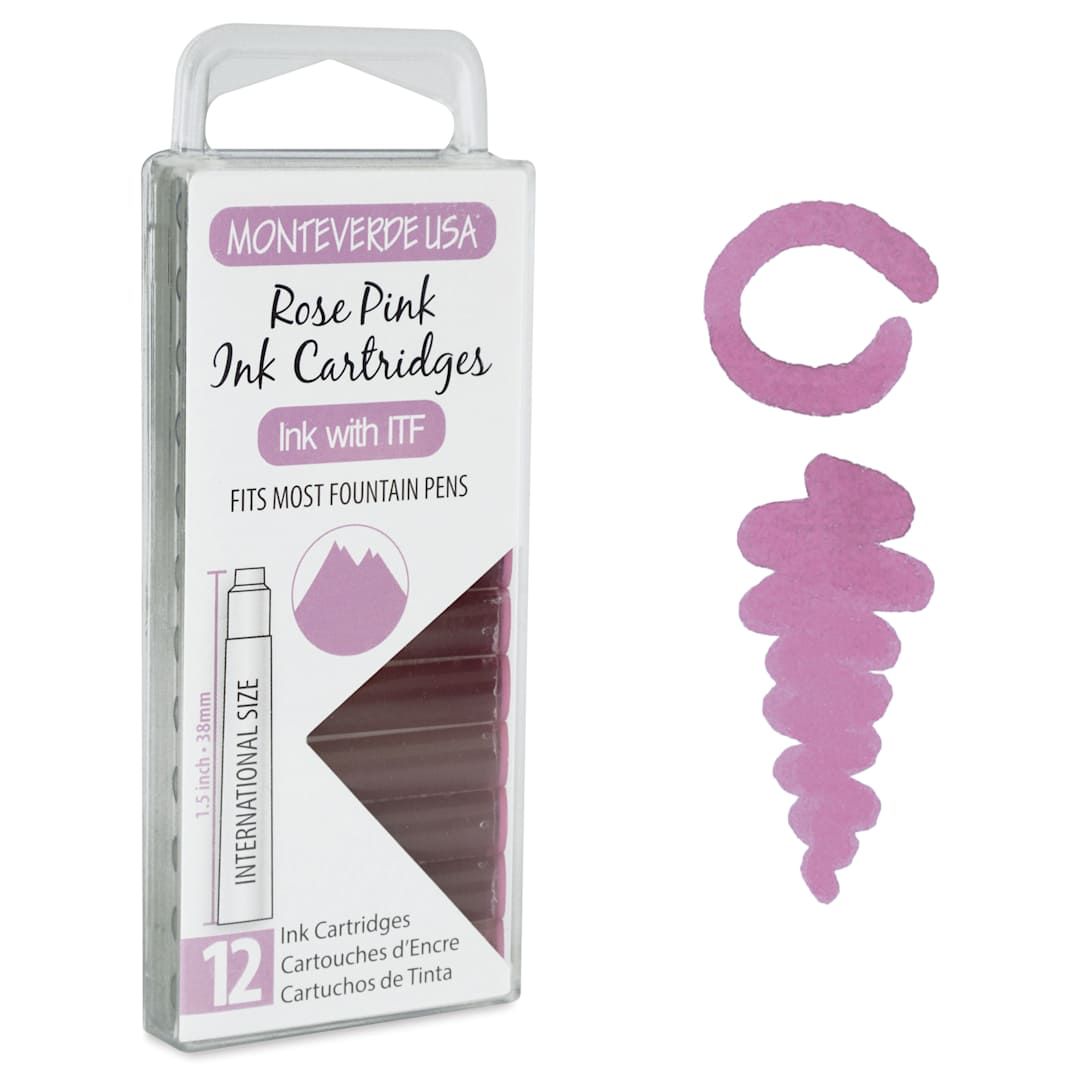 Open in modal - Monteverde Core Universal Ink Cartridge - Rose Pink, Pkg of 12