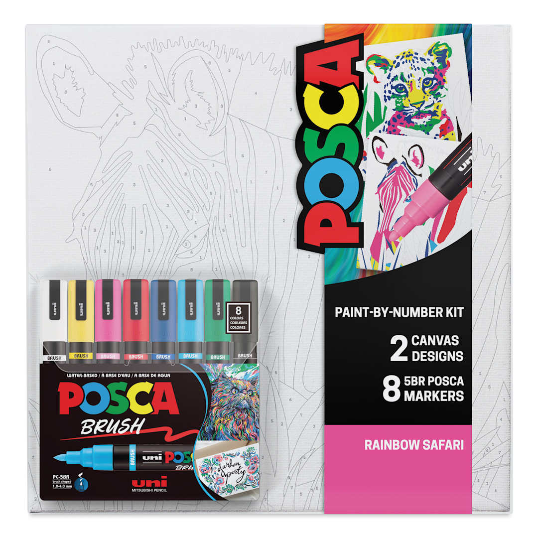 Open in modal - Posca Paint By Number Kit - Rainbow Safari