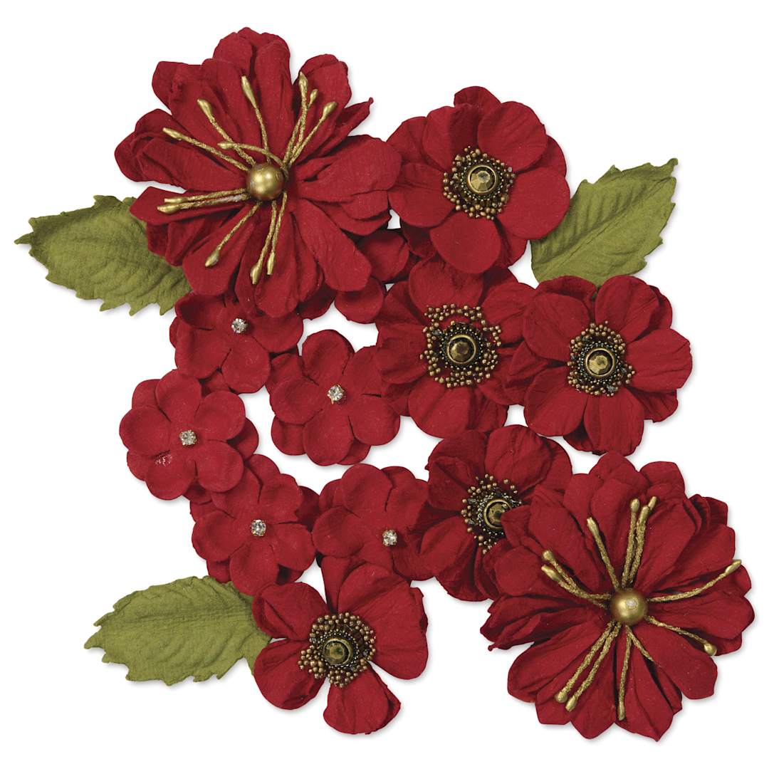 Open in modal - Little Birdie Renae Paper Flowers - Cardinal Red, Pkg of 27