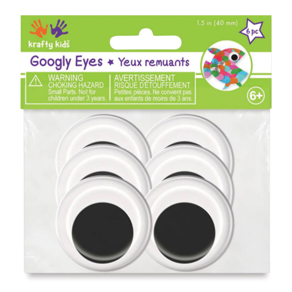 Open in modal - Krafty Kids Google Eyes - Pkg of 6, Black, 40mm