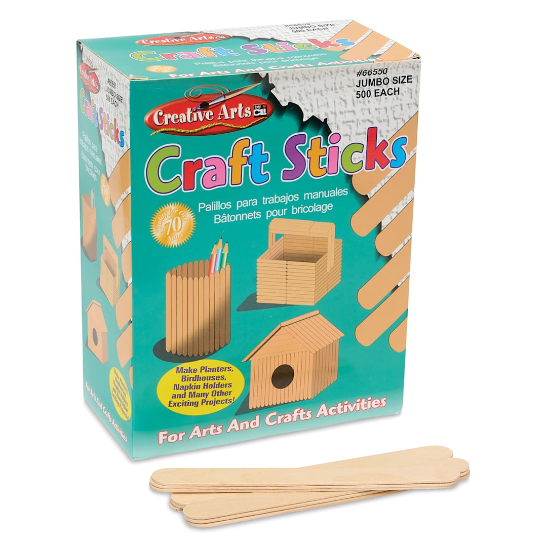 Open in modal - Creative Arts by Charles Leonard Craft Sticks - Pkg of 500, Jumbo, Neutral, 6" x 3/4"