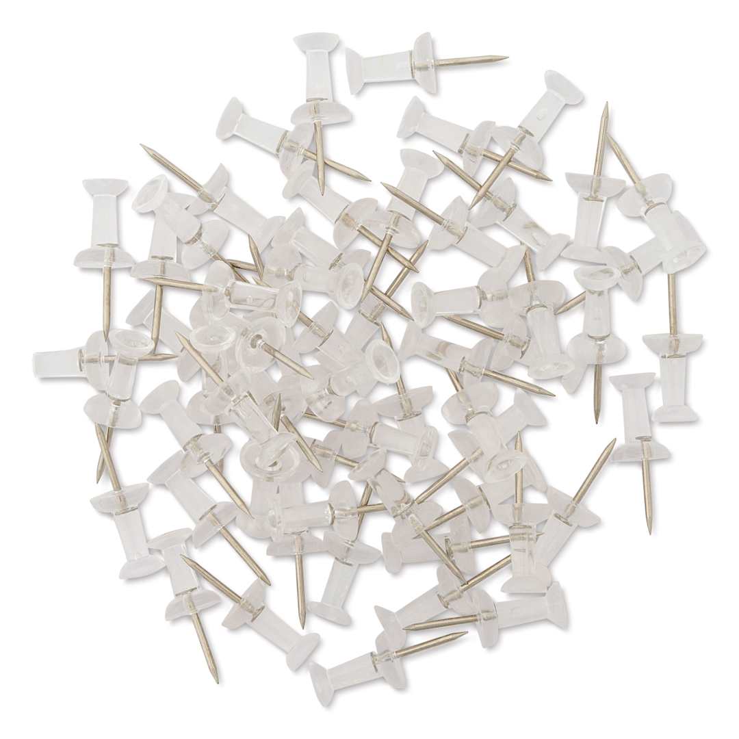 Open in modal - Charles Leonard Push Pins - Clear, Pkg of 60