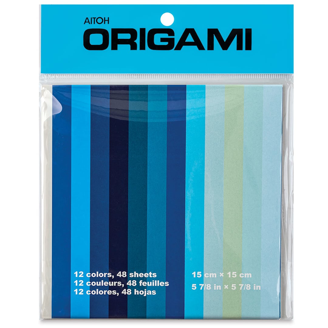 Open in modal - Aitoh Shades of Origami Paper - Blue, 5-7/8" x 5-7/8", 48 Sheets (Front of packaging)