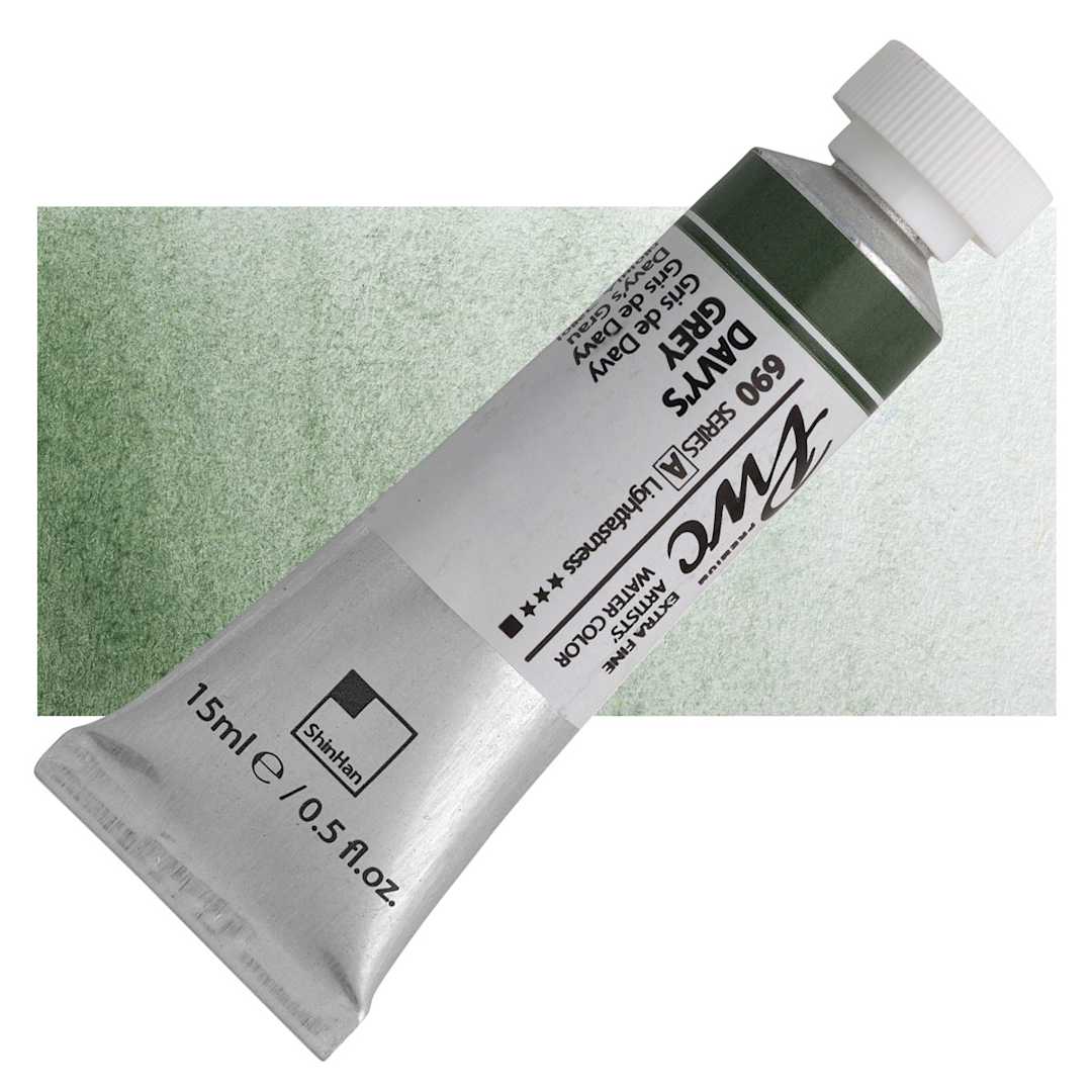 Open in modal - PWC Extra Fine Professional Watercolor - Davy's Grey, 15 ml, Swatch with Tube and swatch