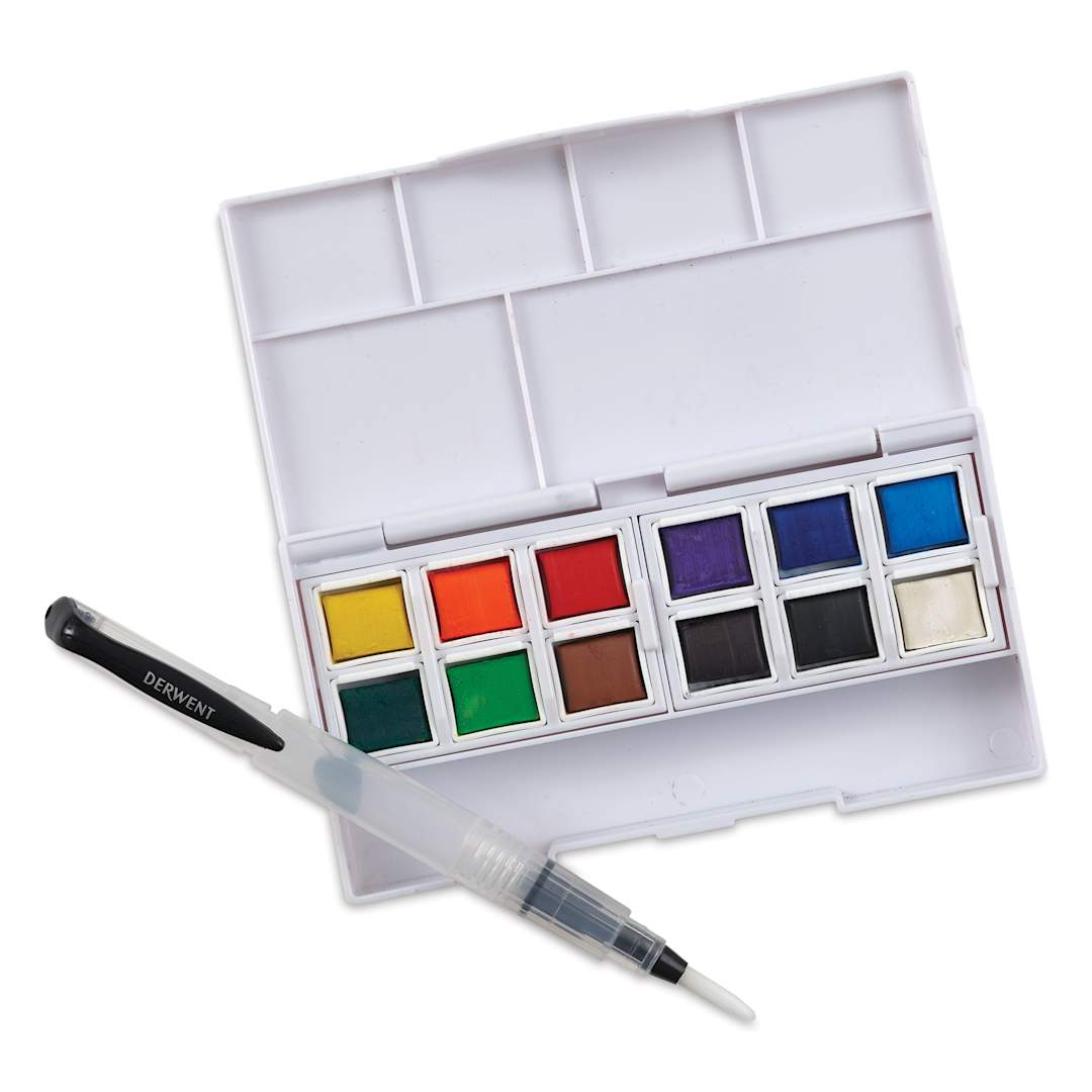 Open in modal - Derwent Watercolor Half Pan Paint - Set of 12, Assorted