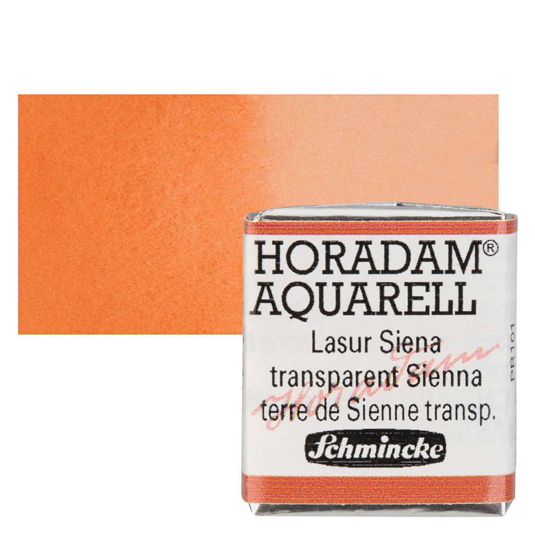Open in modal - Schmincke Horadam Aquarell Watercolor - Transparent Sienna, Half Pan and swatch