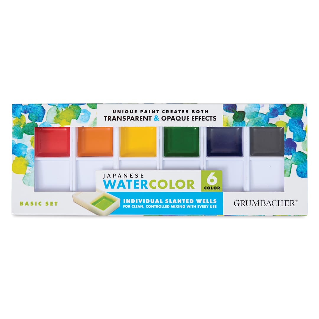 Open in modal - Grumbacher Japanese Watercolors - Set of 6, Basic Set