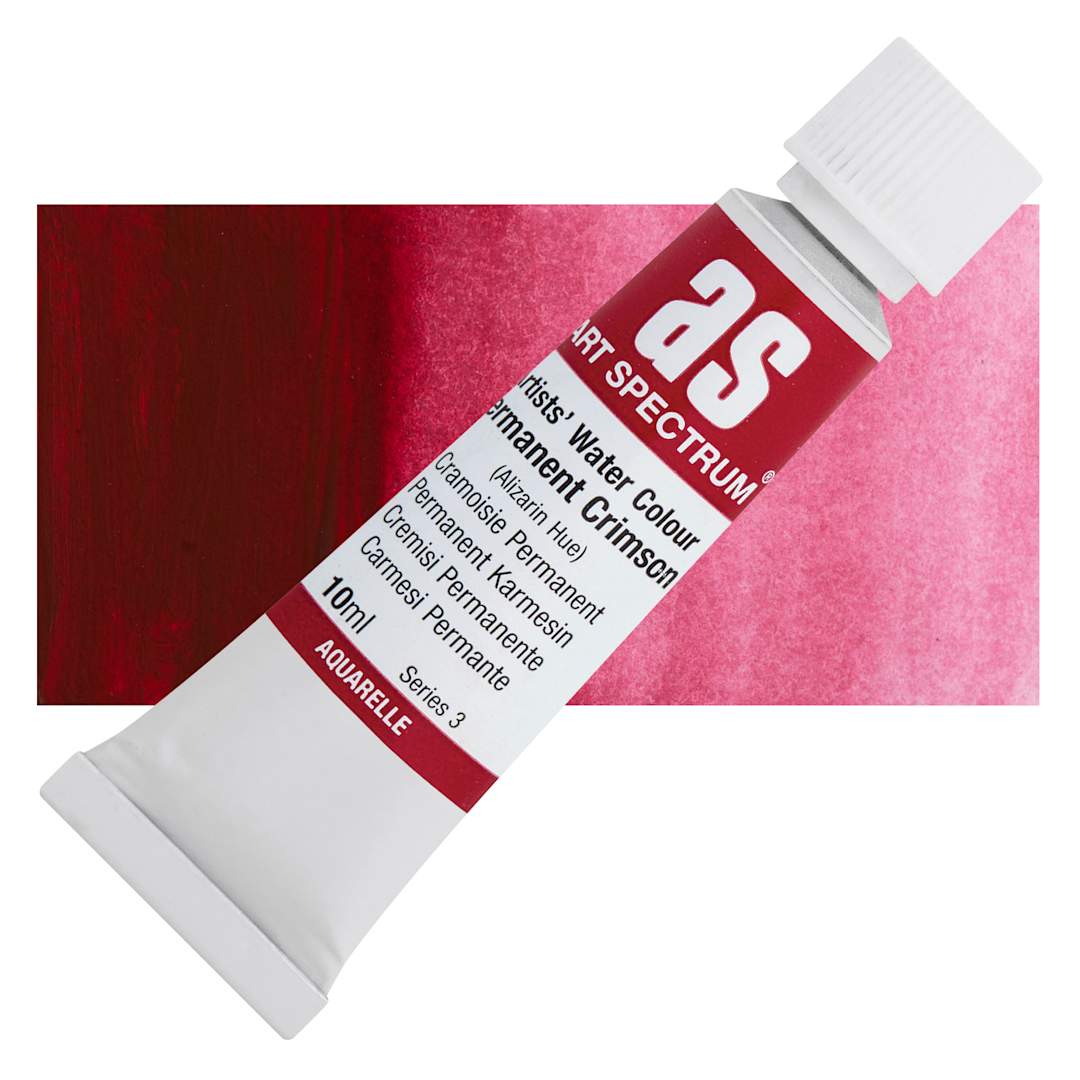 Open in modal - Art Spectrum Artists’ Watercolor Tube - Permanent Crimson, 10 ml tube and swatch