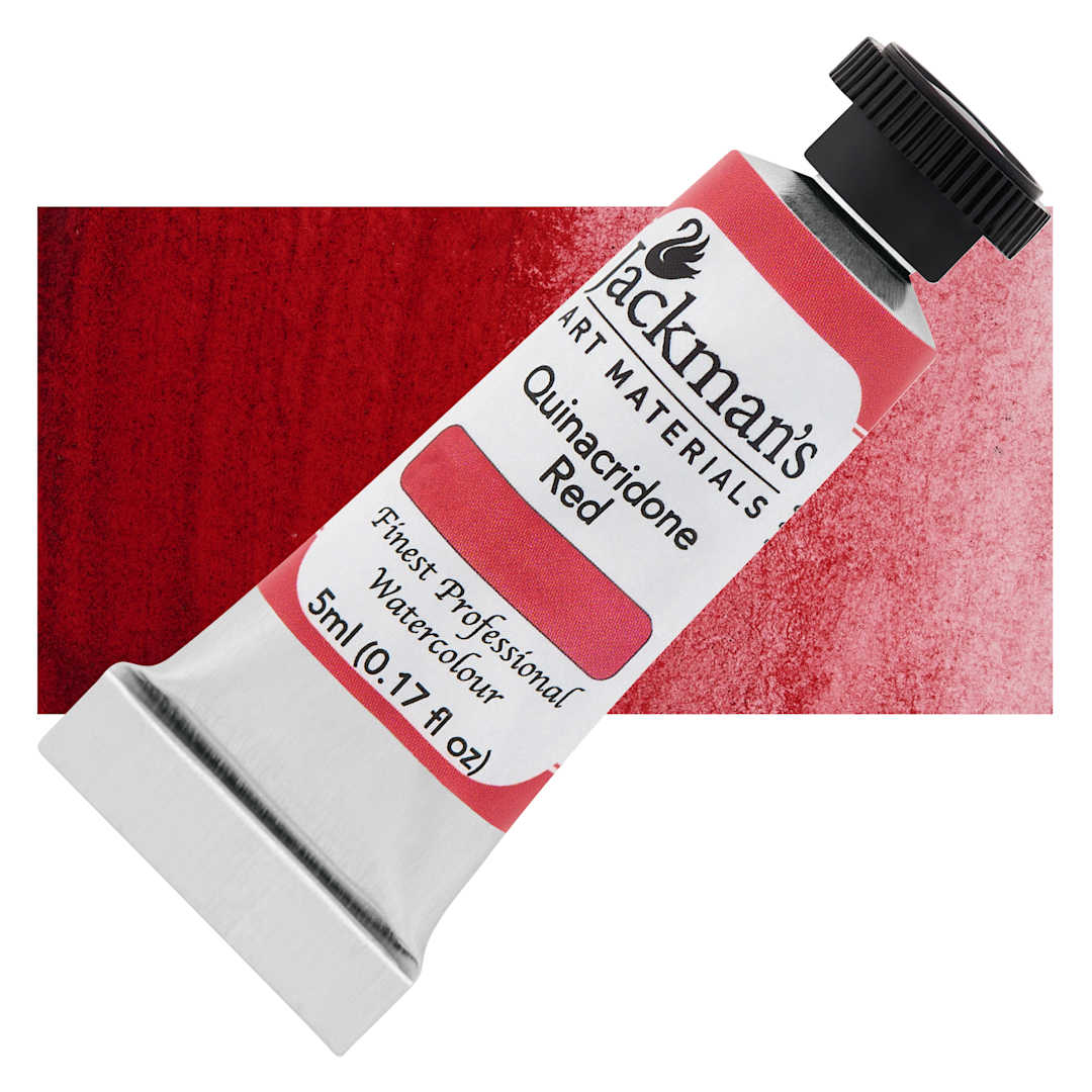 Open in modal - Jackman's Finest Professional Watercolour - Quinacridone Red, 5 ml Tube and Swatch