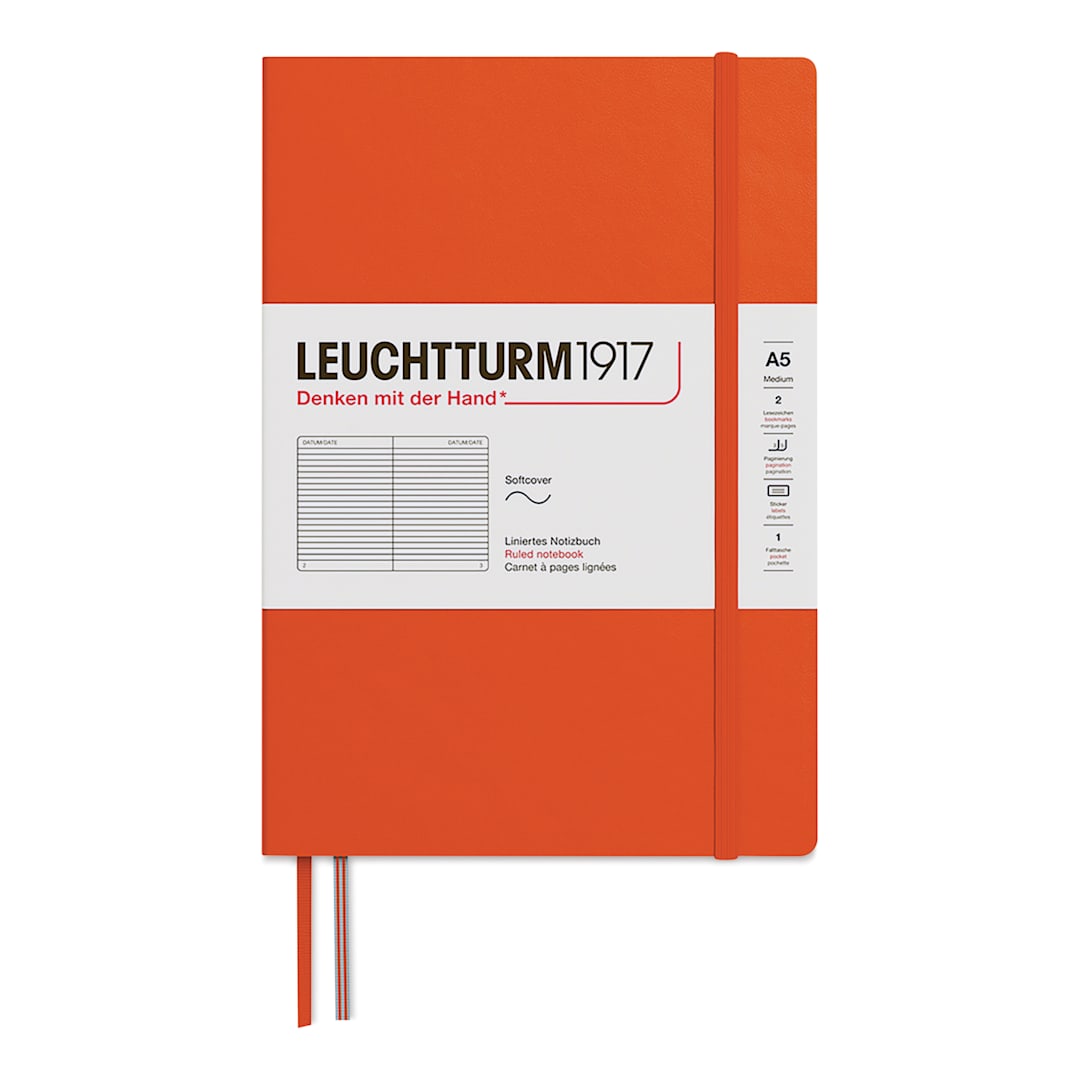Open in modal - Leuchtturm1917 Ruled Softcover Notebook - Pumpkin, 5-3/4" x 8-1/4"