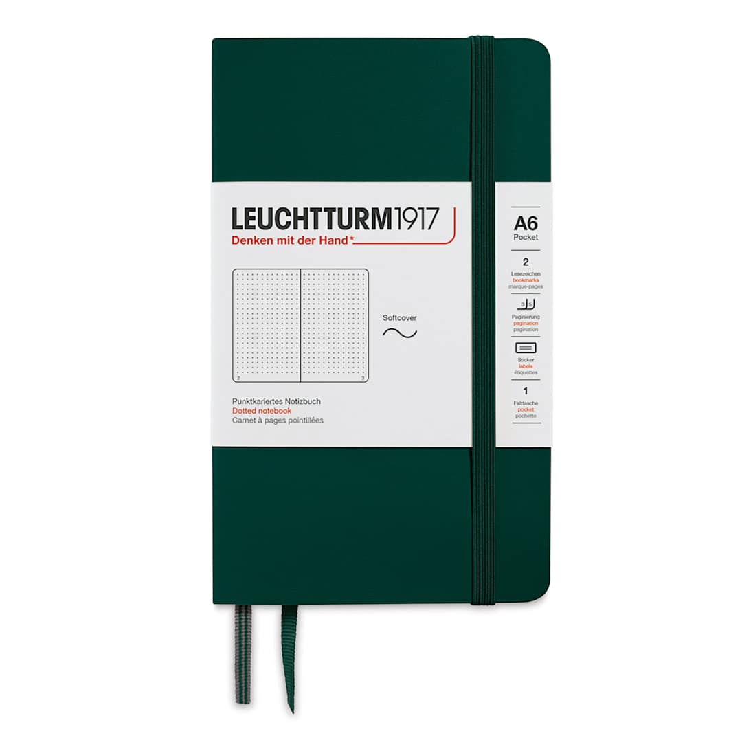 Open in modal - Leuchtturm1917 Dotted Softcover Notebook - Forest Green, 3-1/2" x 6"
