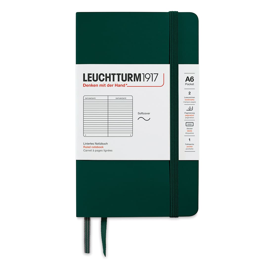 Open in modal - Leuchtturm1917 Ruled Softcover Notebook - Forest Green, 3-1/2" x 6"