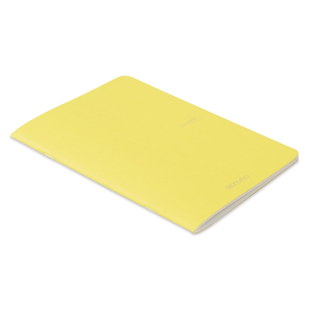 Open in modal - Fabriano EcoQua Staplebound Notebook - Yellow, 8.3" x 5.8", Blank (side view)