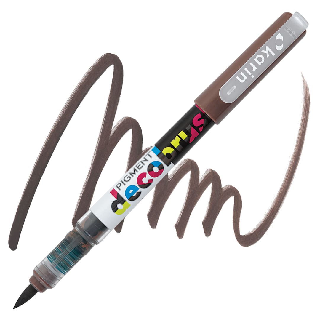 Open in modal - Karin Pigment Decobrush Marker - Sepia marker and swatch