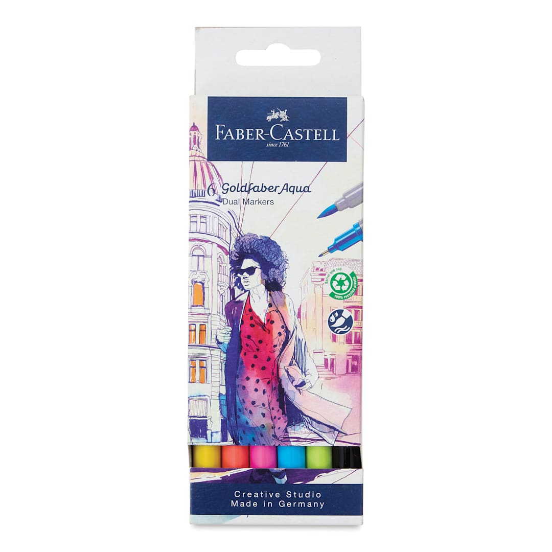 Open in modal - Faber-Castell Goldfaber Aqua Dual Markers - Assorted, Set of 6