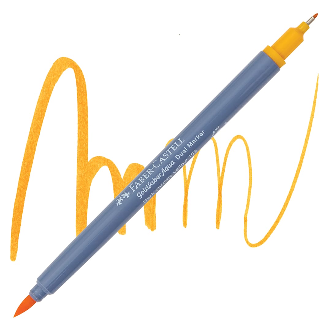 Open in modal - Faber-Castell Goldfaber Aqua Dual Marker - 109 Dark Chrome Yellow marker and swatch