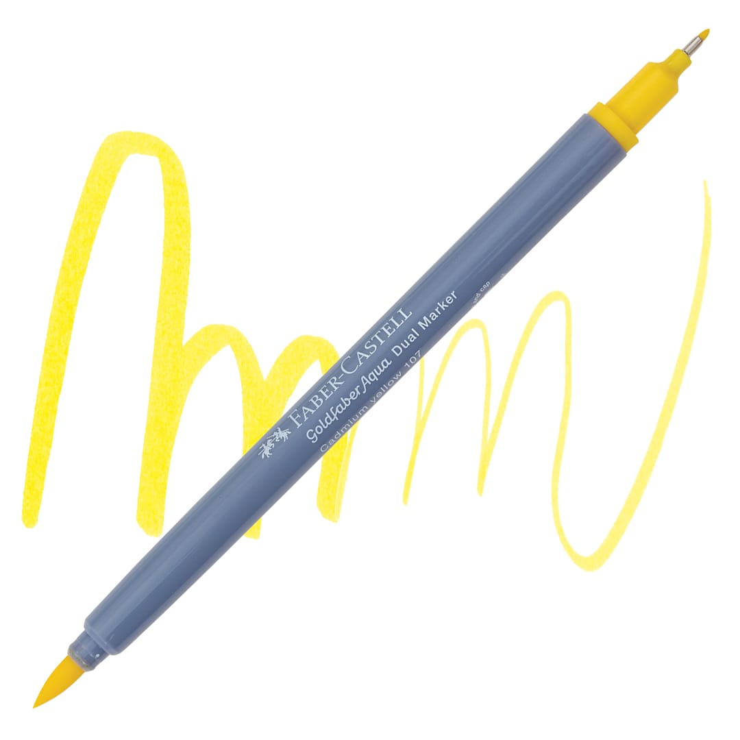 Open in modal - Faber-Castell Goldfaber Aqua Dual Marker - 107 Cadmium Yellow marker and swatch