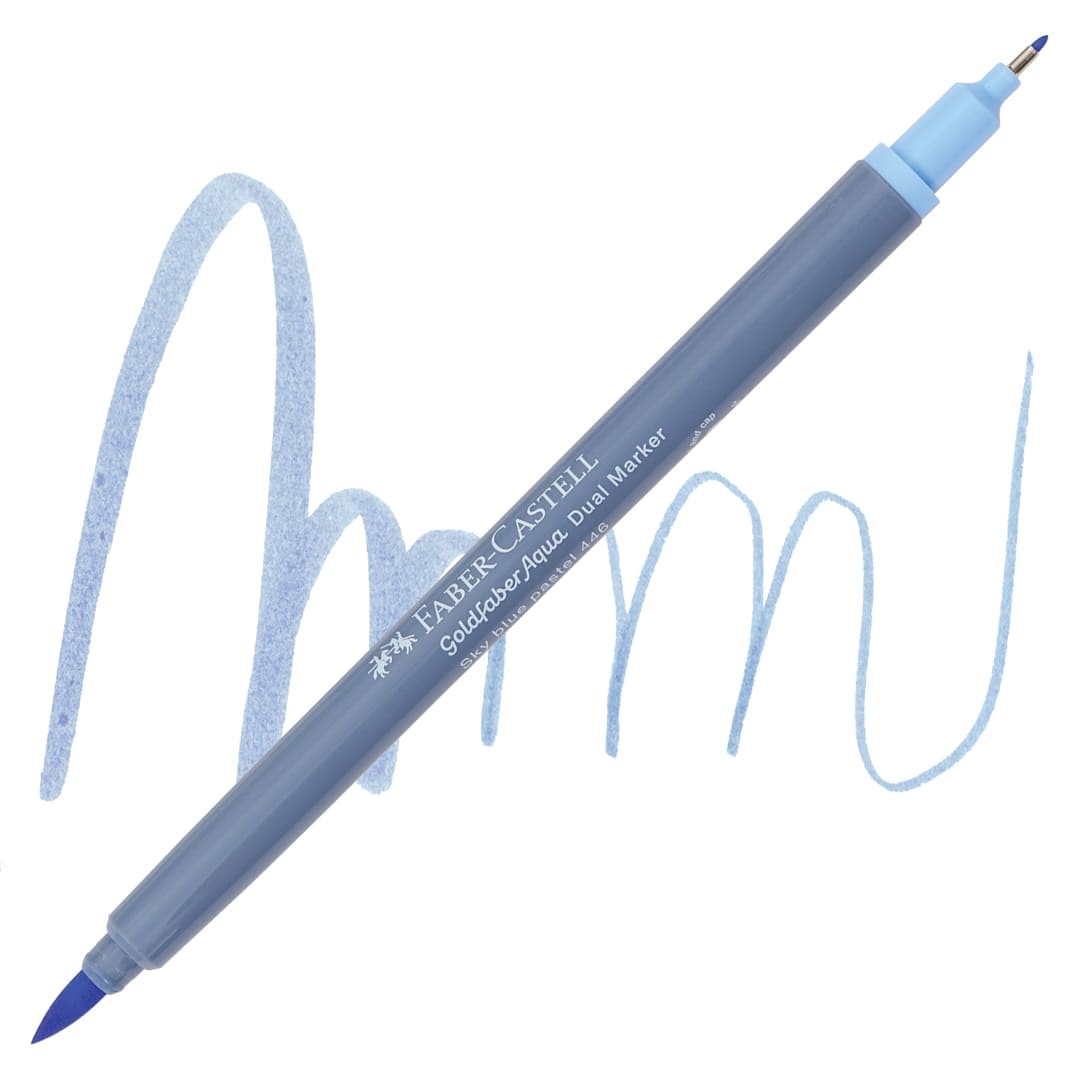 Open in modal - Faber-Castell Goldfaber Aqua Dual Marker - 446 Sky Blue Pastel marker and swatch