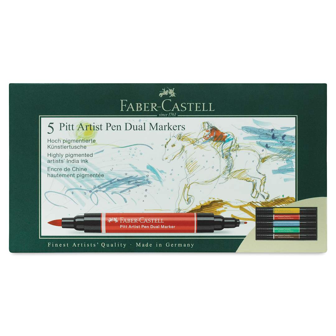 Open in modal - Faber-Castell Pitt Artist Pen Dual Tip Markers - Set of 5 front of package