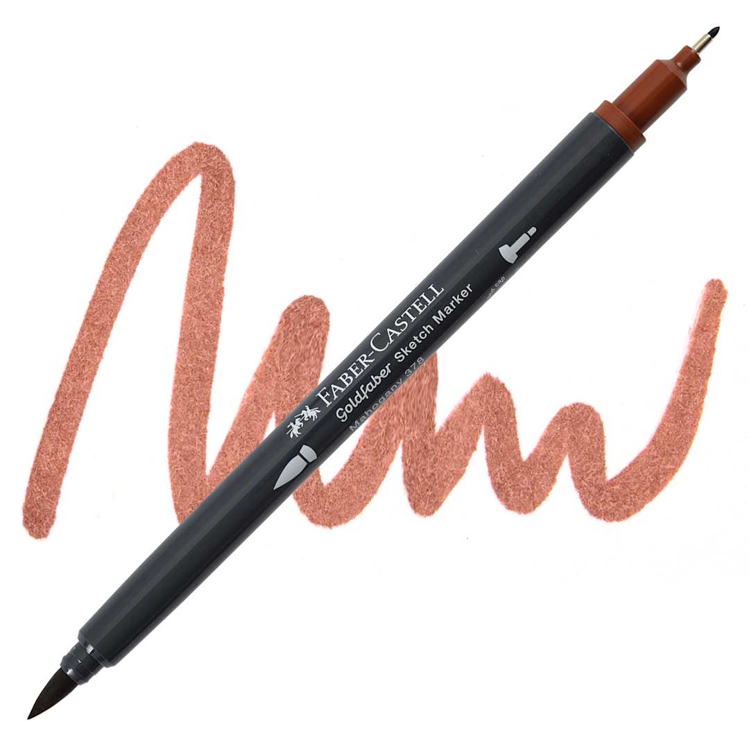 Open in modal - Faber-Castell Goldfaber Sketch Dual-Tip Marker - 378 Mahogany, swatch and marker