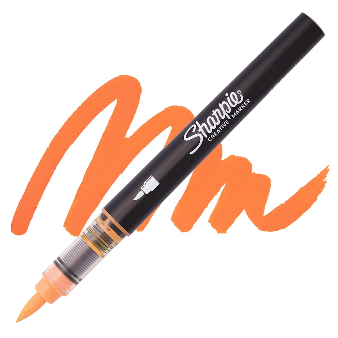 Open in modal - Sharpie Creative Acrylic Marker - Orange, Brush Tip and Swatch