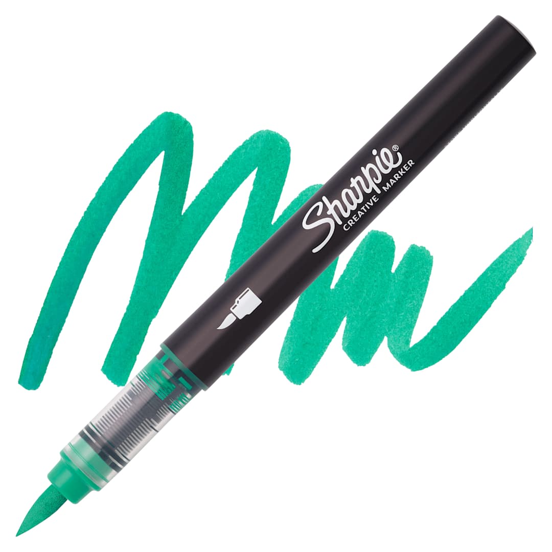 Open in modal - Sharpie Creative Acrylic Marker - Emerald Green, Brush Tip - Marker and Swatch