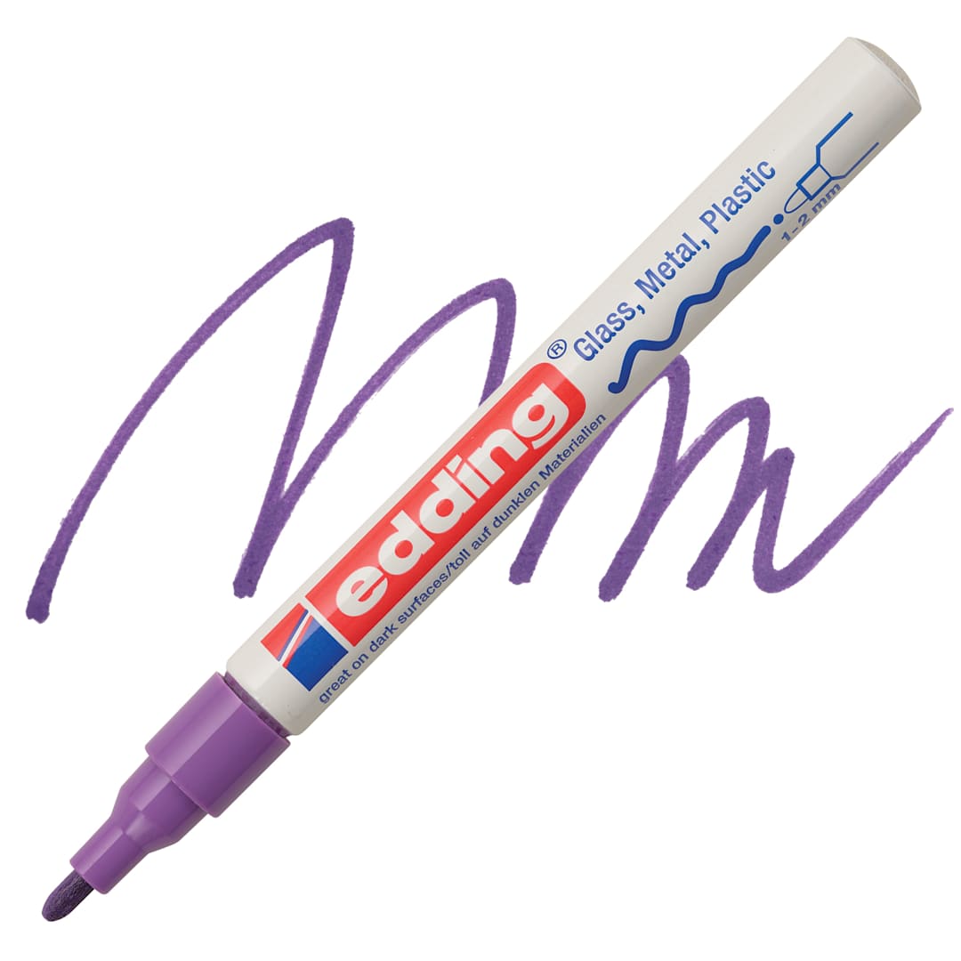 Open in modal - Edding Gloss Paint Marker - Violet, Round Nib, 1-2 mm, swatch and marker