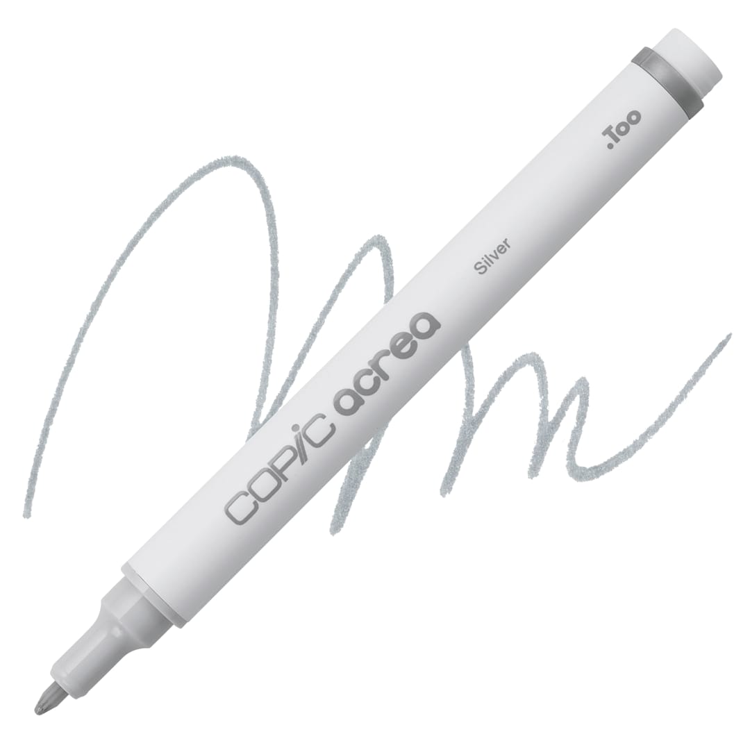 Open in modal - Copic Acrea Paint Marker - Silver 006, marker and swatch