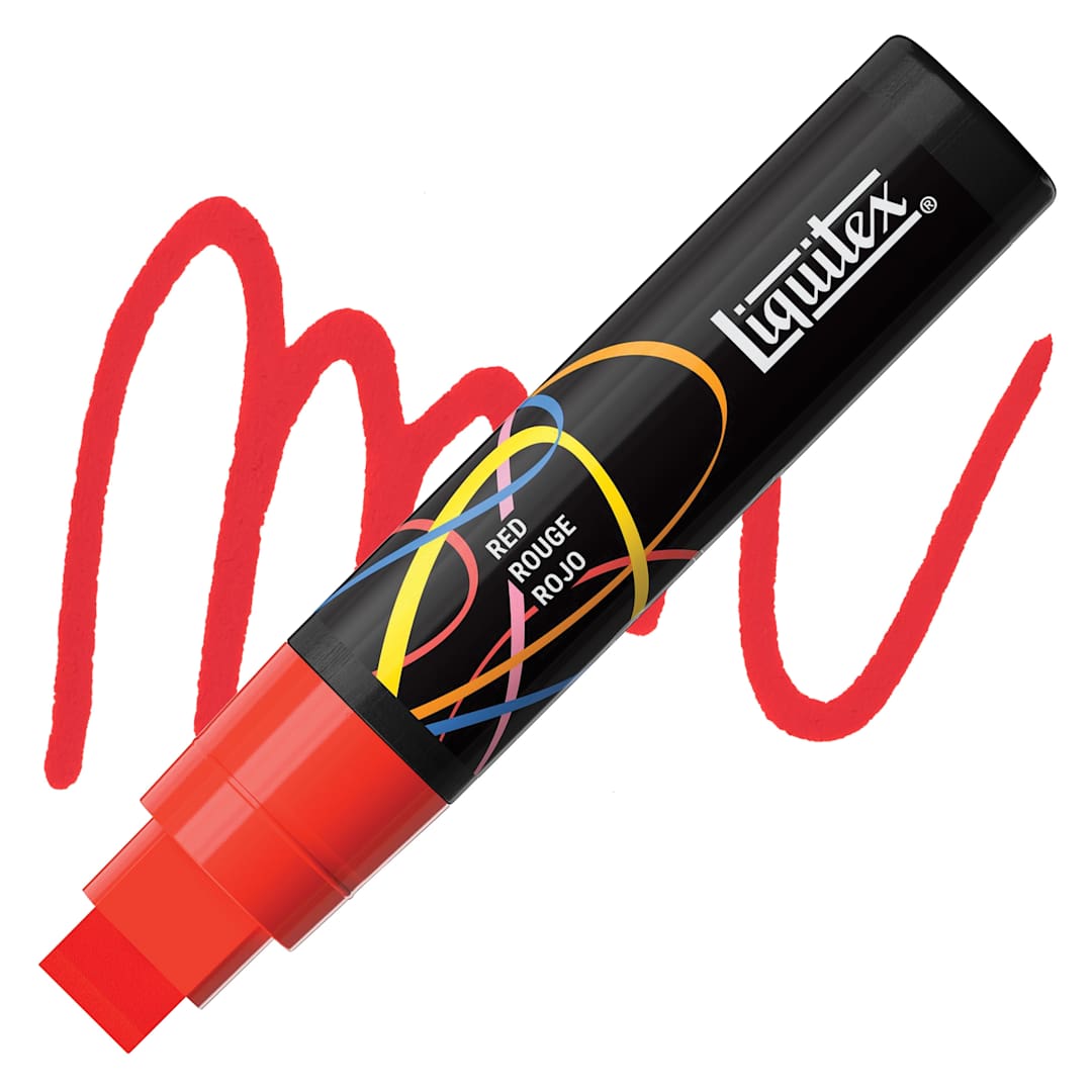 Open in modal - Liquitex Marker - Red, Chisel Tip, 15 mm marker with swatch