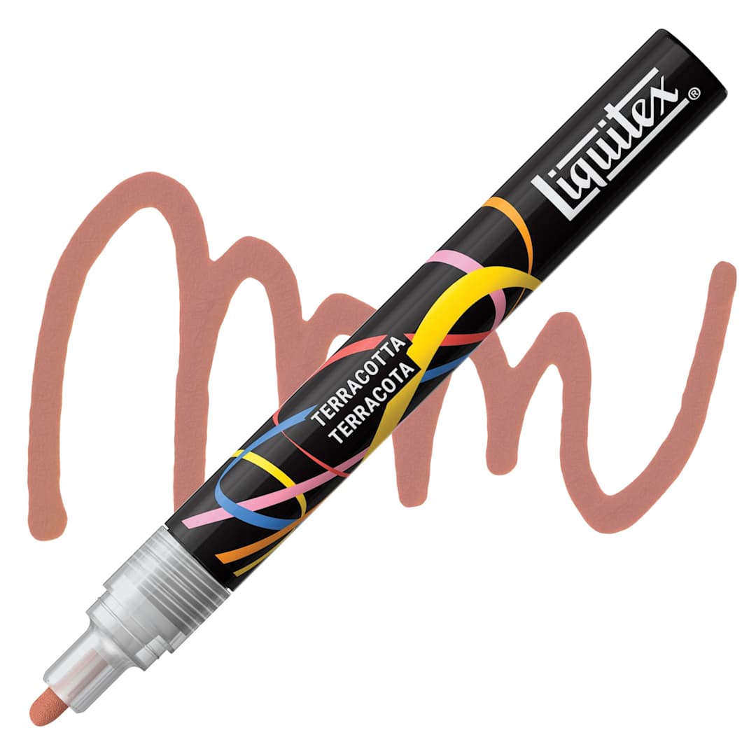 Open in modal - Liquitex Marker - Terracotta, Bullet Tip, 2 mm marker with swatch