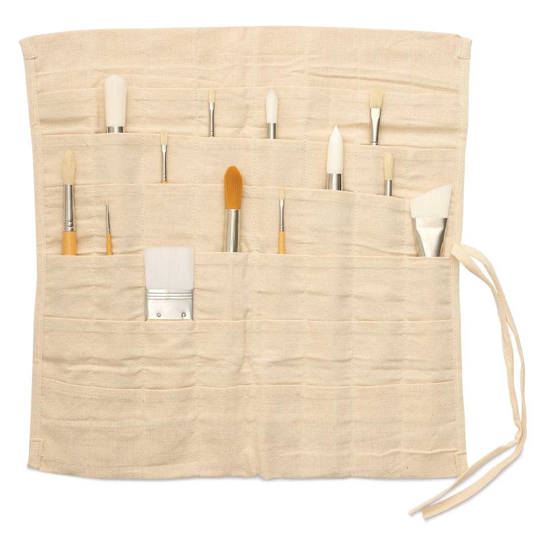 Open in modal - Wear'm Canvas Brush Holder shown with brushes (not included)