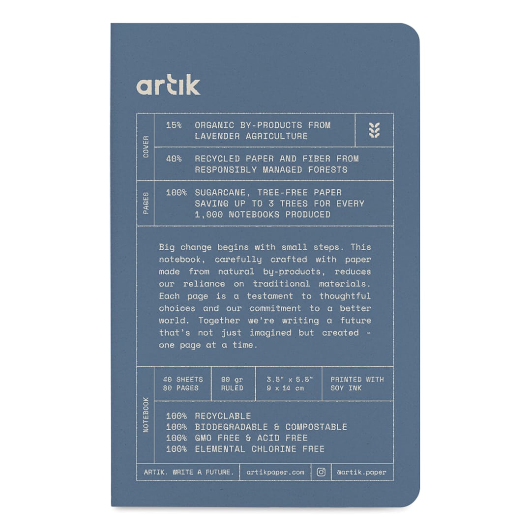 Open in modal - Artik Singer Sewn Notebook - Lavender, 3-1/2" x 5-1/2", Ruled, Pkg of 3, front cover