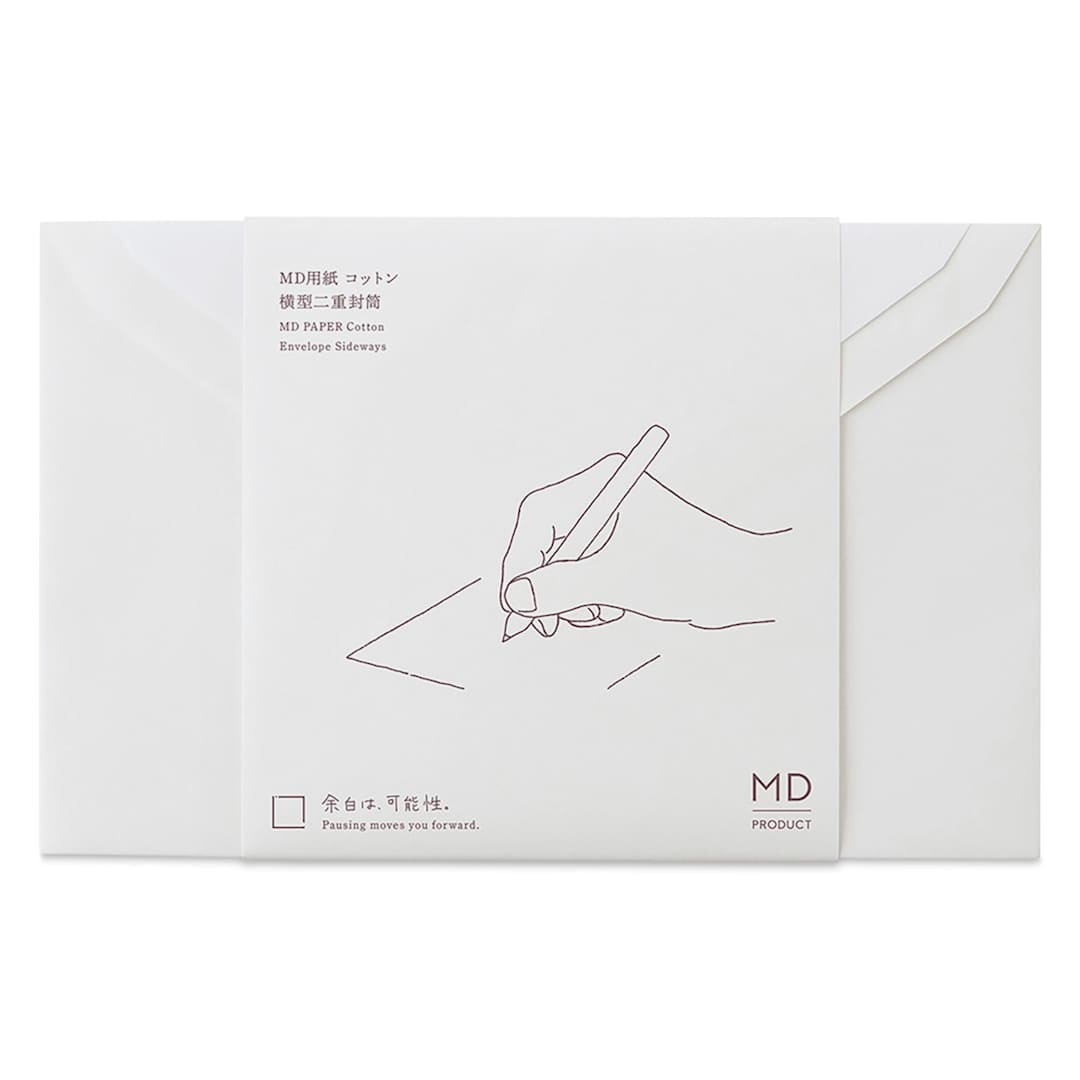Open in modal - Midori MD Cotton Envelopes - 4.6" x 7.3", White, Pkg of 8, front of packaging