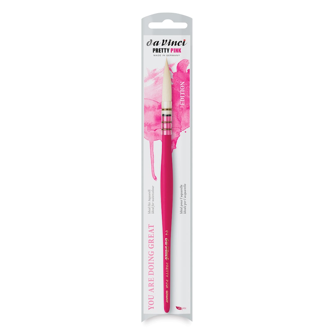 Open in modal - Da Vinci Pretty Pink Casaneo Synthetic Quill Brush - Size 2, in packaging