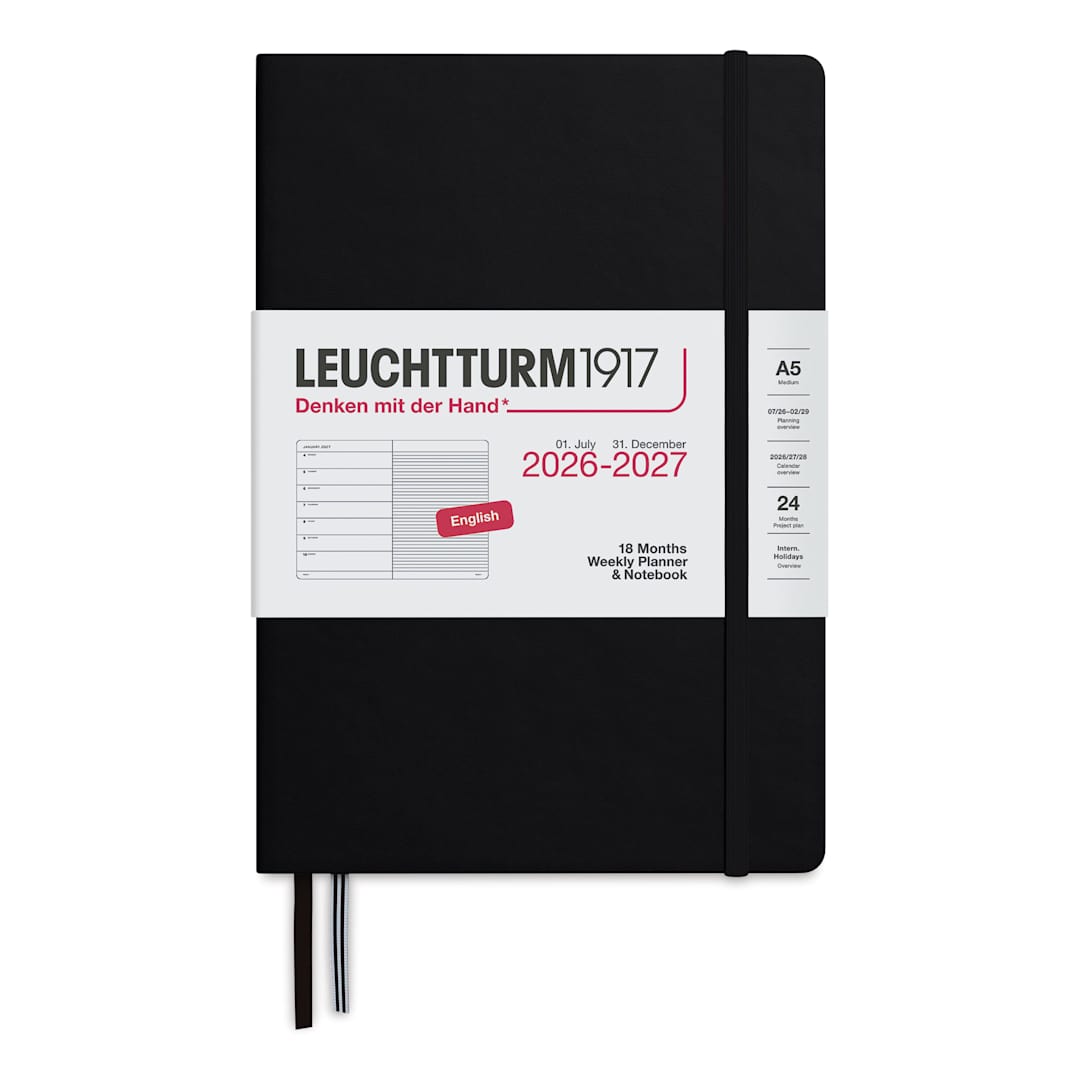 Open in modal - Leuchtturm1917 18-Month Weekly Planner & Notebook 2027 - 5-3/4" x 8-1/4", Black