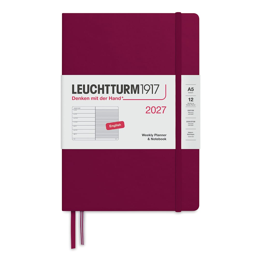 Open in modal - Leuchtturm1917 Weekly Planner & Notebook 2027 - 5-3/4" x 8-1/4", Port Red