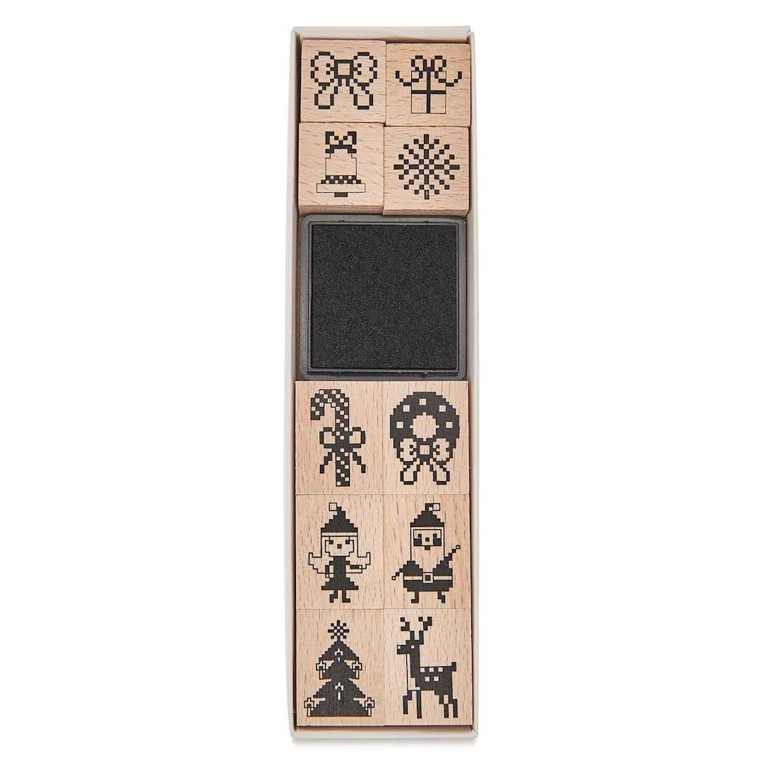 Open in modal - Rico Design Paper Poetry Stamp Set - Set of 10, Holiday Pixels front of packaging