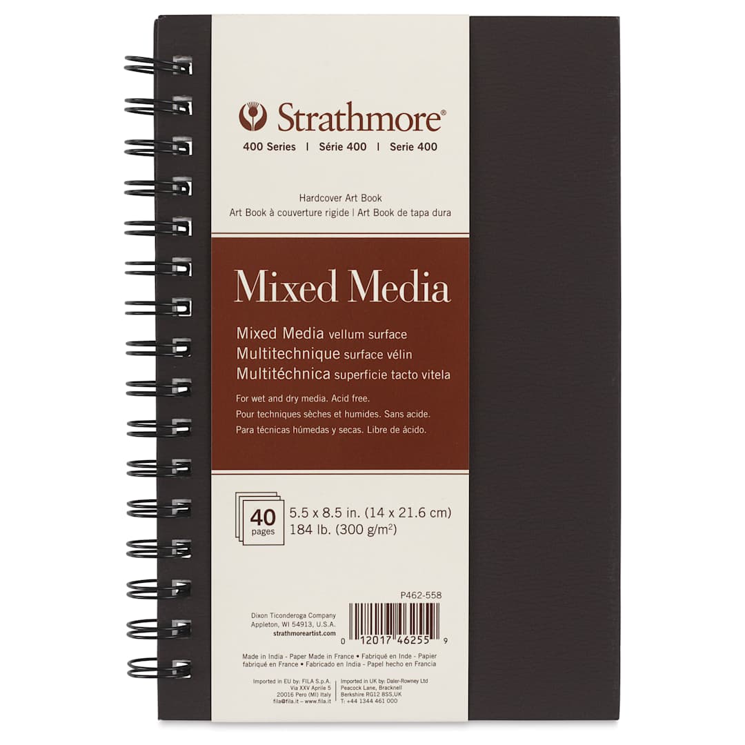 Open in modal - Strathmore 400 Series Mixed Media Wirebound Hardcover Art Book - 5-1/2" x 8-1/2", 20 sheets