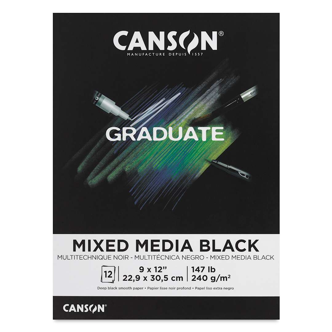 Open in modal - Canson Graduate Black Mixed Media Pad - 9" x 12", front cover