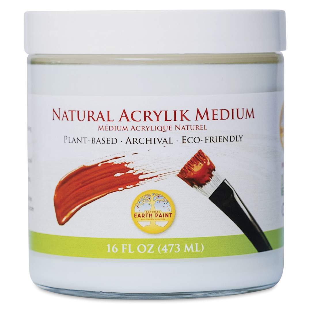 Open in modal - Natural Earth Paint Natural Acrylik Medium - 16 oz Glass Jar, front view