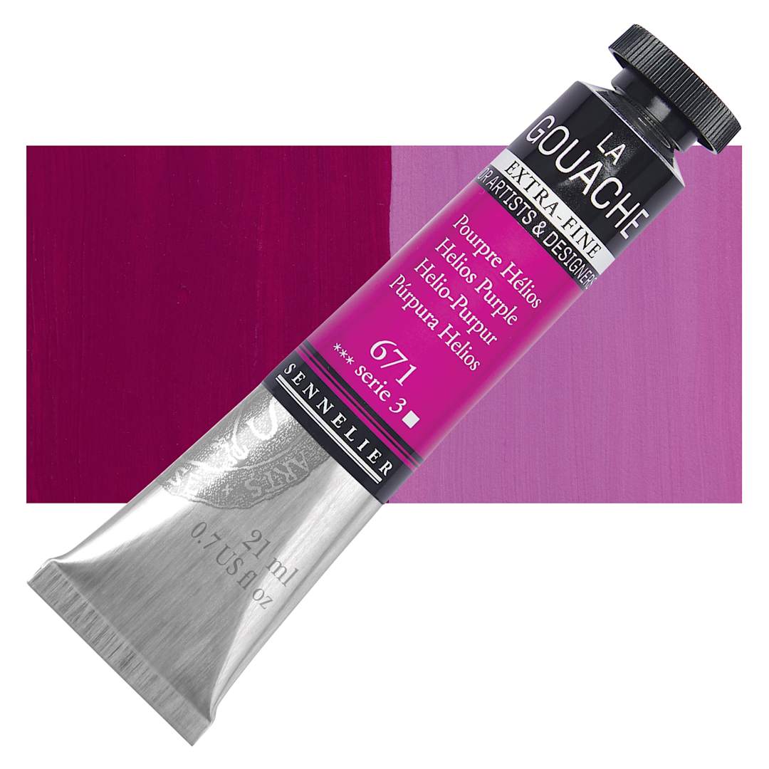 Open in modal - Sennelier Extra Fine Gouache - Helios Purple, 21 ml Tube and swatch