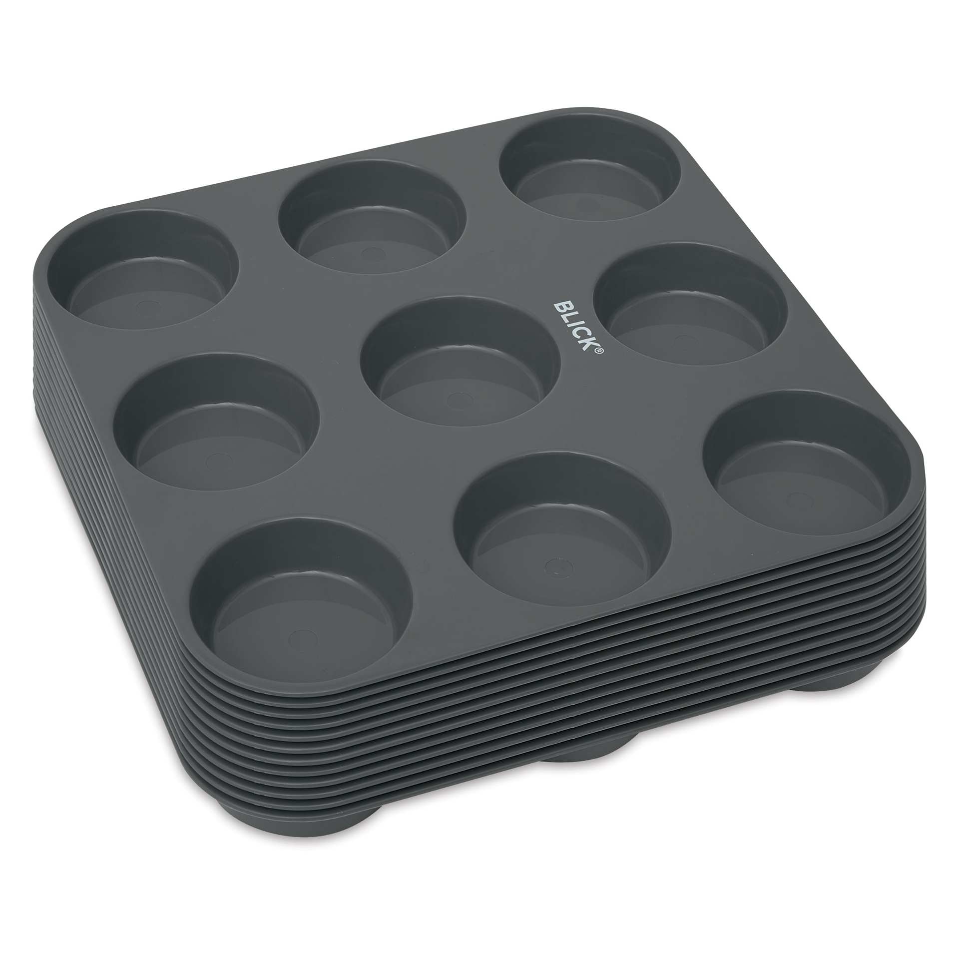 Blick Essentials Empty Tempera Cake Tray - 9 Wells, Large, Pkg of 12