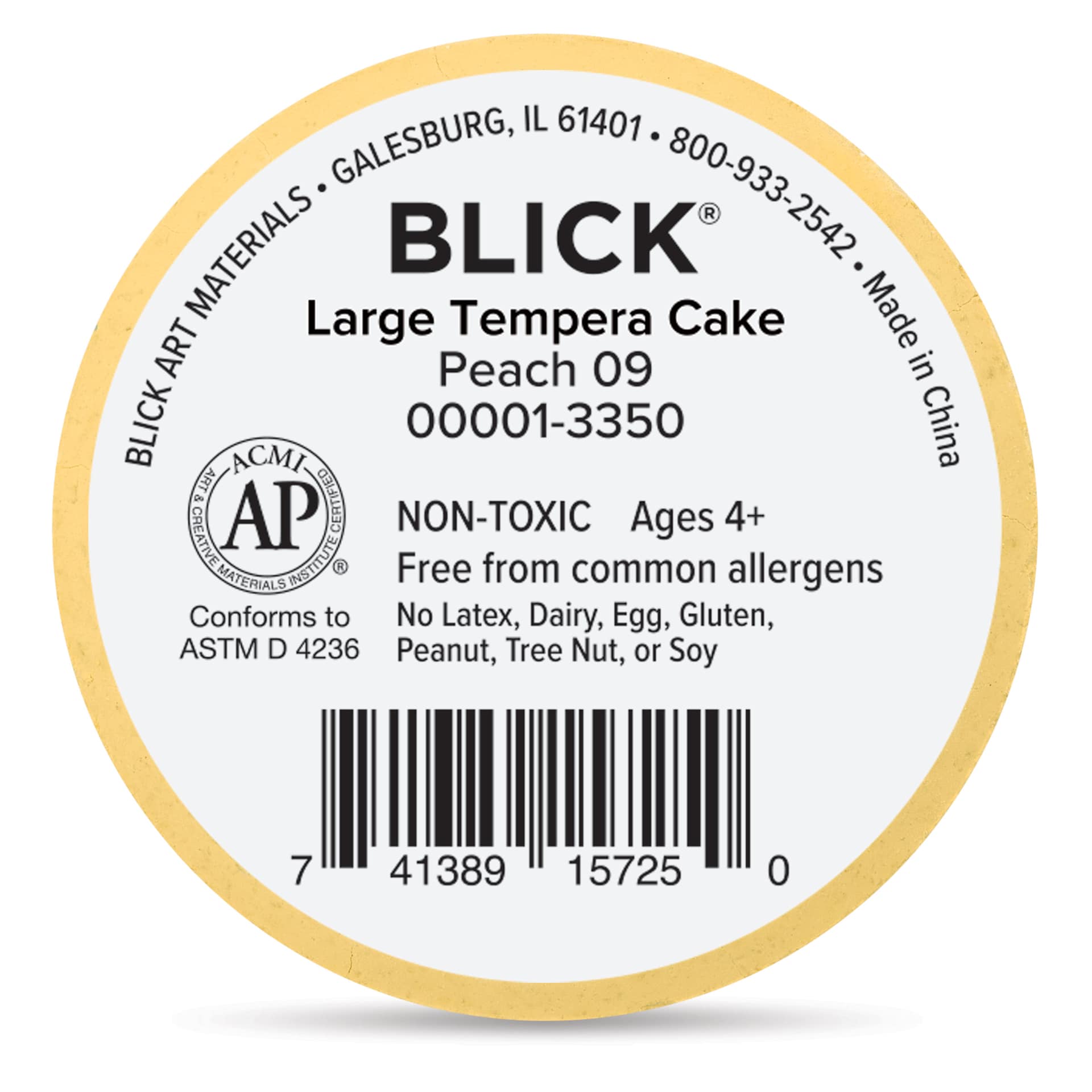 Back of the Large Peach Blick Essentials Tempera Cake