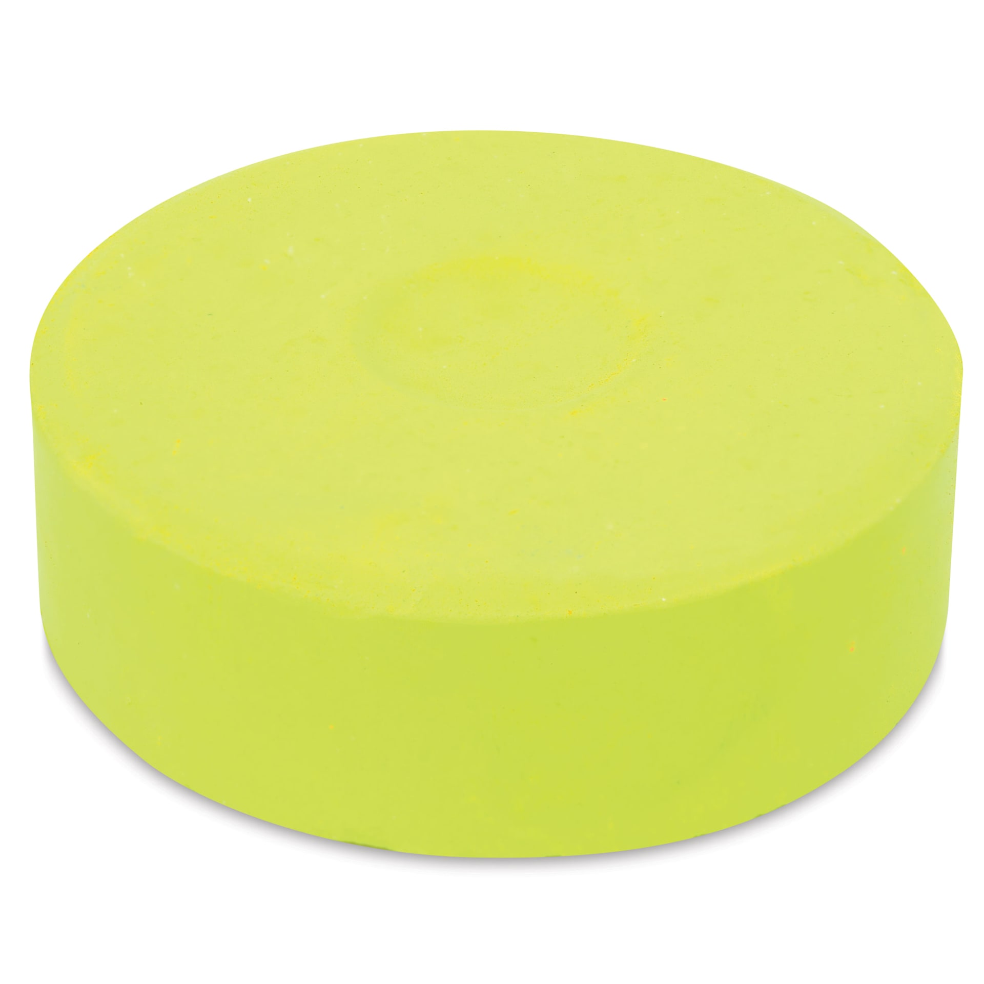 Side view of the Fluorescent Yellow Large Blick Essentials Tempera Cake
